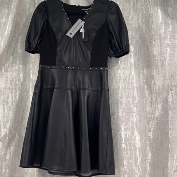 Karl Lagerfeld Paris, Women’s Faux leather dress silver-tone studs. SZ 6, NWT - Picture 11 of 13